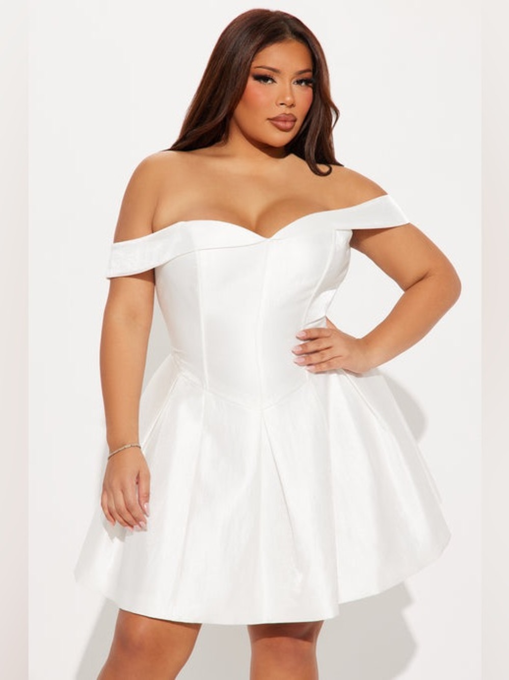 Fashion Nova Royal Roulette Satin Mini Dress - White